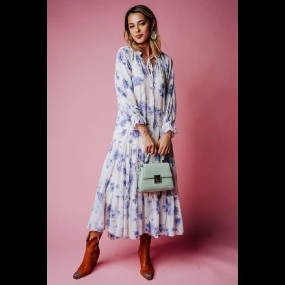 FREE PEOPLE Vintage Ivory Long Sleeve Midi Dress - Picture 4 of 8